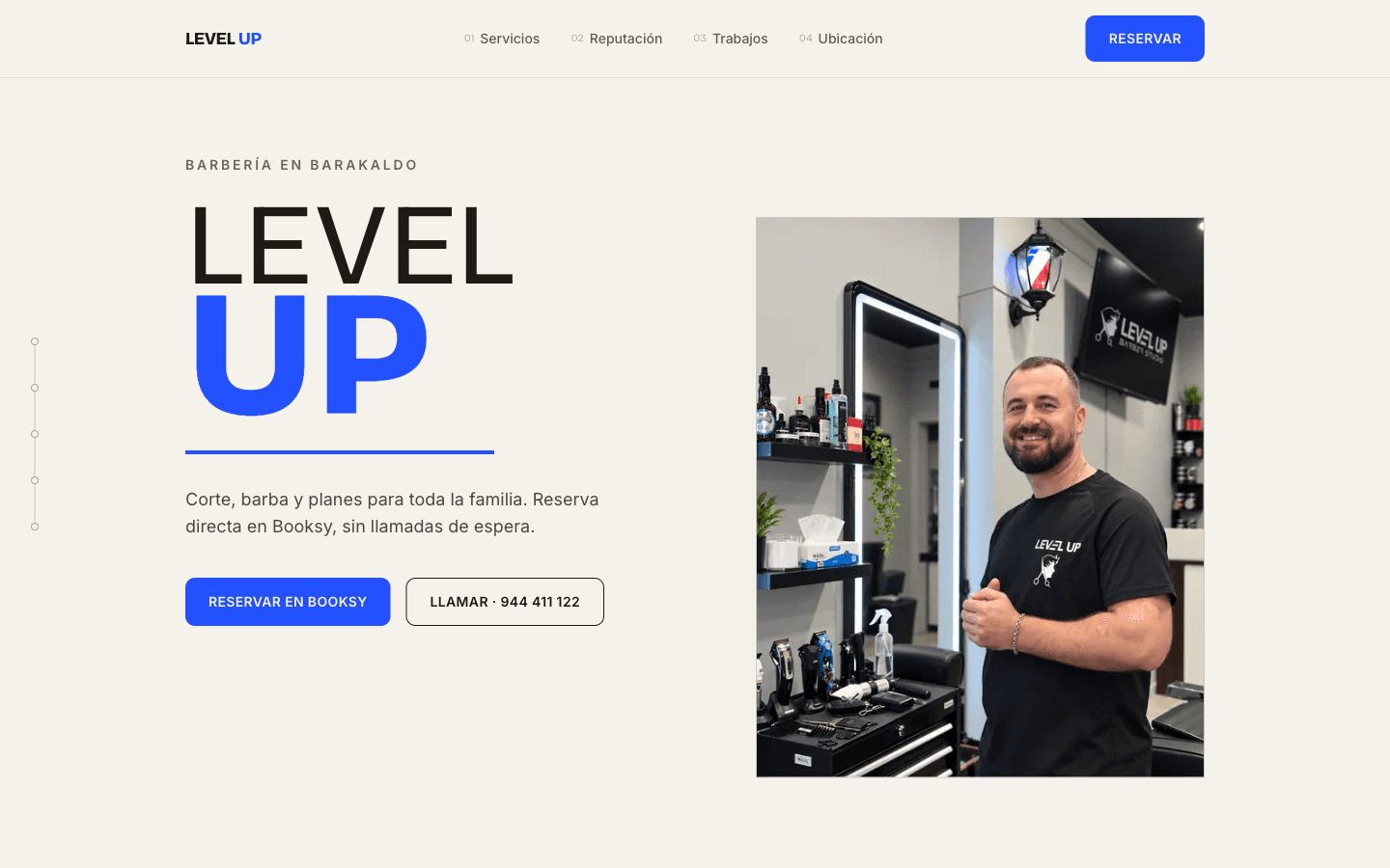 Captura de Level Up Barber Studio, proyecto conceptual de Nurocode